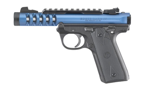 Ruger, Mark IV Lite, 22/45 22LR, 4.4" Threaded Barrel, Polymer Frame, Blue Anodized Finish, Checkered Grips, Adjustable Rear Sight, 10Rd