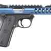 Ruger, Mark IV Lite, 22/45 22LR, 4.4" Threaded Barrel, Polymer Frame, Blue Anodized Finish, Checkered Grips, Adjustable Rear Sight, 10Rd