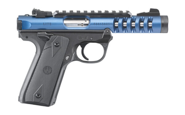 Ruger, Mark IV Lite, 22/45 22LR, 4.4" Threaded Barrel, Polymer Frame, Blue Anodized Finish, Checkered Grips, Adjustable Rear Sight, 10Rd