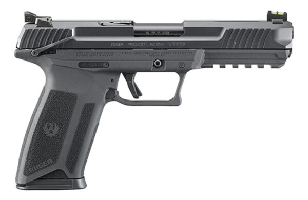 Ruger 57 5.7x28mm, 4.9" Barrel, Fiber Optic Front, Black, 20rd Mag