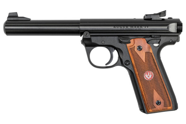 Ruger Mark IV 22/45 .22 LR, 5.5" Barrel, Blued, Wood Grips, 10rd