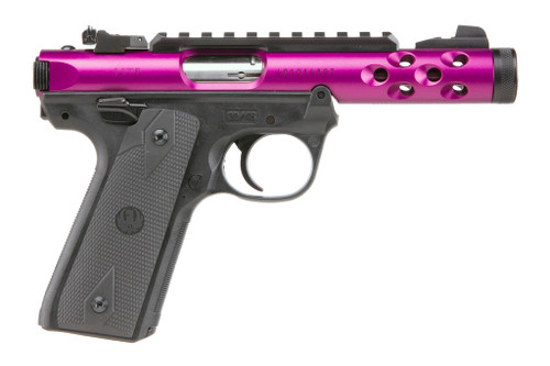 Ruger MKIV 22/45 22 LR, 4.4" Threaded Barrel, Purple Slide, Black Frame, 10rd - Firearm | The Gun Shop