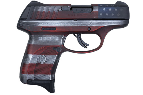 Ruger EC9S 9mm, 3.12" Barrel, Battleworn American Flag, Manual Safety, 7rd - Exclusive Guns | The Gun Shop