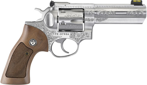 Ruger GP100 357 Magnum, 4.2" Barrel, Engraved Stainless Steel, 6rd - Firearm | The Gun Shop