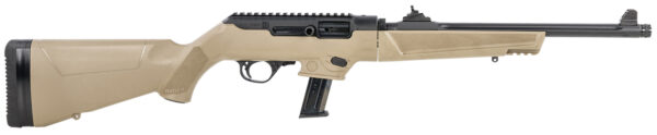Ruger, PC Carbine 9mm, 16.12" Threaded Fluted Barrel, FDE, 10rd