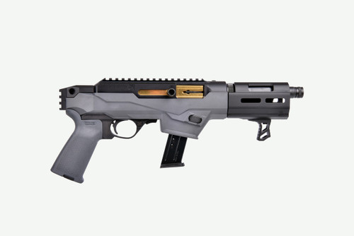 Ruger PC Charger 9mm, 6.5" Threaded Barrel, Stealth Gray, Gold Bolt, 17rd - Exclusive Guns | The Gun Shop