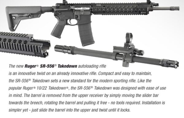 Ruger SR556 Takedown Rifle 223/5.56, 16" Barrel Flip Sights, 30 Rd Mag