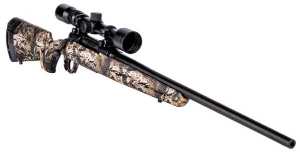 Savage Axis XP Camo, 270 Winchester, 22" Barrel, Black Color, Mossy Oak Break-Up Country Polymer Stock, Weaver 3-9x40 Scope, 4Rd, Detachable Box Magazine
