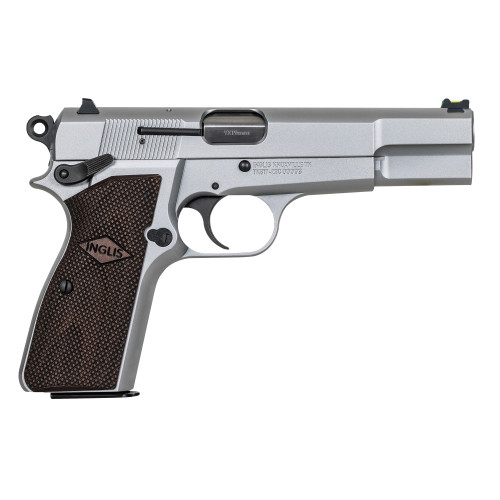 Inglis P-35 9mm, 4.7" Barrel, Silver, Black G10 Grip, 15rd - Firearm | The Gun Shop