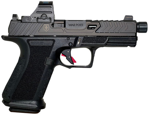 Shadow Systems MR920 War Poet 9mm, 5" Threaded Barrel, Black, Includes Holoson Red Dot Sight, 15rd - Firearm | The Gun Shop