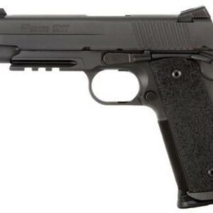 SIG 1911 45 ACP 4.9In TAC OPS BLK SAO Siglite Ergo XT Grip (4) 8RD Steel MAG Rail Threaded (.578X28 RH)