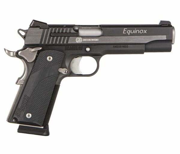 Sig Sauer, 1911 Equinox, Semi-automatic, 1911, Full Size, 45 ACP, 5" Barrel, Aluminum Frame, Black and Silver Color, Right Hand, Manual Safety, Siglite Night Sights, 8Rd, 2 Magazines