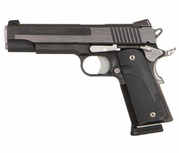 Sig Sauer, 1911 Equinox, Semi-automatic, 1911, Full Size, 45 ACP, 5" Barrel, Aluminum Frame, Black and Silver Color, Right Hand, Manual Safety, Siglite Night Sights, 8Rd, 2 Magazines