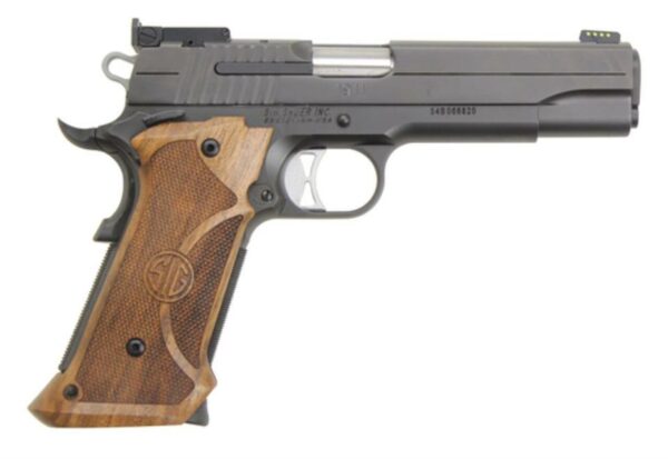 Sig 1911 Super Target 45ACP 5 Custom Wood Grip Nitron Finish Adj Sight 8 Rd