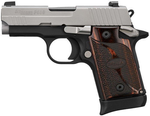 Sig Sauer P938 9mm, 3" Barrel, Silver Slide, Black Frame, Hogue Walnut Grip, 7rd - Concealed Carry Guns | The Gun Shop