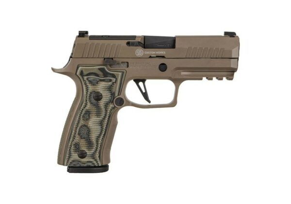 Sig Sauer, P320 AXG Scorpion, Custom Works, Striker Fired, 9mm, 3.9" Barrel, AXG Modular Aluminum Grip, Flat Dark Earth, Optic Ready Compatible with Delta Point PRO and ROMEO1 PRO Optics, X-Ray 3 Night Sights, 17Rd, 3 Magazines