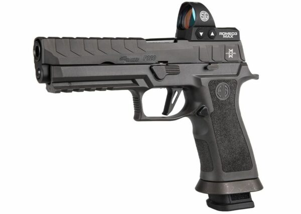 Sig Sauer, P320 X5, Semi-automatic, Striker Fired, Full Size, 9mm, 5" Barrel, Polymer Frame, Black Color, Ambidextrous Controls, Fiber Optic Sights, Sig Romeo 3 Max Red Dot Sight, 21Rd, 4 Magazines