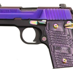 Sig P938 9mm, 3" Barrel, Purple Purple Lava Finish, Purple G10 Piranha Grips, 6rd
