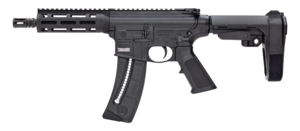 Smith & Wesson, M&P 15-22 Pistol, Semi-automatic, AR, 22 LR, 8"Barrel, Matte Black, SB Tactical SBA3 Brace, Polymer Receiver, M-Lok Handguard, 1 Mag, 25Rd