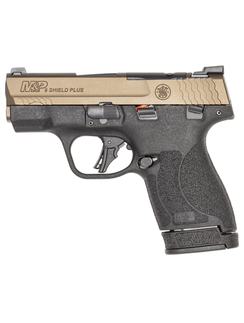 Smith & Wesson M&P Shield Plus 9mm, 3.1" Barrel, Midnight Bronze Slide, Black Frame, 13rd - Concealed Carry Guns | The Gun Shop