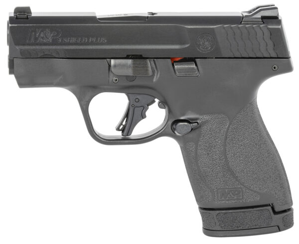 Smith & Wesson, Shield Plus, Striker Fired, Micro Compact, 9mm, 3.1" Barrel, White Dot Sights, Polymer Frame, No Thumb Safety, Flat Face Trigger, 2 Mags, 1-10Rd 1-13Rd, Black