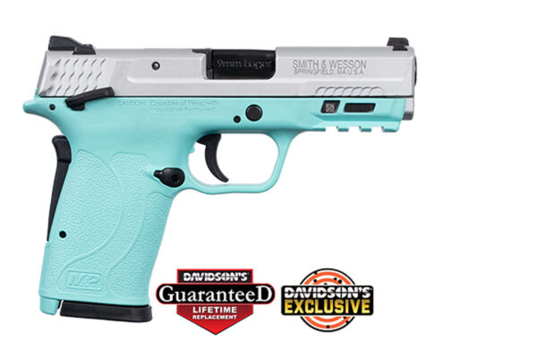 Smith & Wesson M&P Shield EZ M2.0 9mm, 3.6" Barrel, Robin Egg Blue, Silver Slide, 8rd