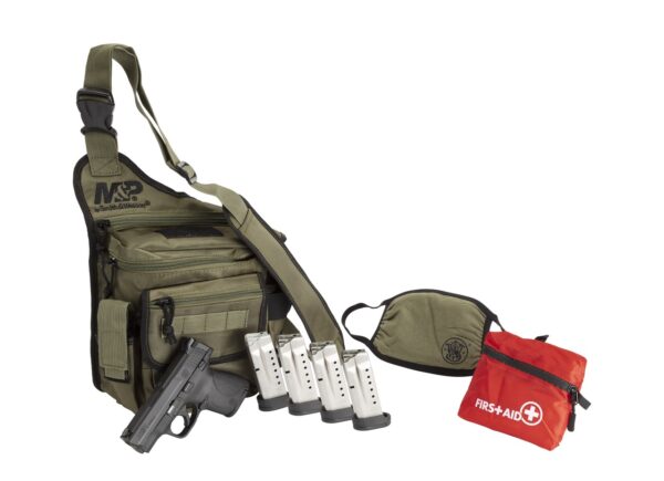 Smith & Wesson M&P Shield 9mm, 3" Barrel, Matte Black, Armornite Stainless Slide, Bug Out Bag Bundle, 8rd