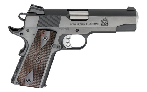 Springfield 1911 Garrison 45 ACP, 4.25" Barrel, Blued Steel, Wood Grips, 7rd - 1911 Guns | The Gun Shop