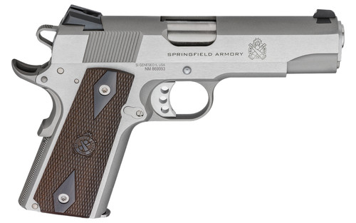 Springfield 1911 Garrison 45 ACP, 4.25" Barrel, Stainless Steel, Wood Grips, 9rd - 1911 Guns | The Gun Shop