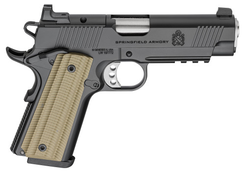 Springfield Operator 45 ACP, 4.25" Barrel, Black Cerakote, Green G10 Grip, 8rd - 1911 Guns | The Gun Shop
