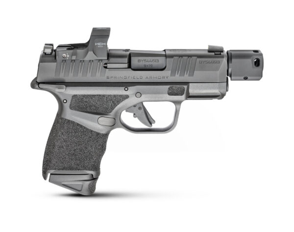 Springfield, Hellcat RDP, Semi-automatic, Striker Fired, Sub-Compact, Optics Ready, 9mm, 3.8" Barrel Compensator, Polymer Frame, Textured Grips, Tritium Night Sights, Thumb Safety 2 Mags, 13Rd, Black, Includes HEX Wasp Red Dot
