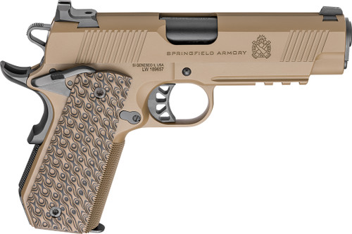 Springfield 1911 TRP 45 ACP, 4.25" Barrel, Coyote Brown Cerakote, G10 Grips, 3x7rd Mags - 1911 Guns | The Gun Shop