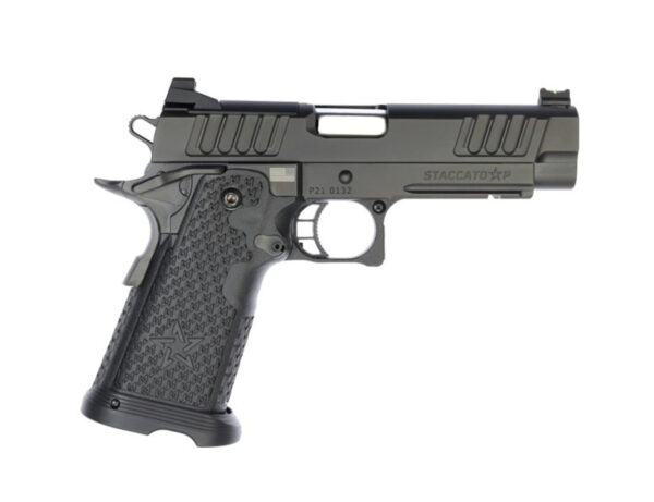 Staccato P DPO 9mm, 4.4" Bull Barrel, G2, Dawson Fiber Optic, SS Barrel, DLC Finish, 17rd/20rd