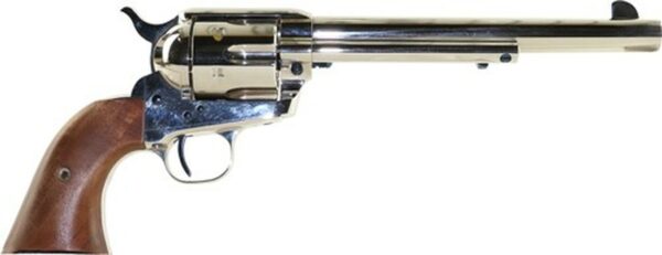 Standard Mfg Single Action Revolver 45 Colt 7.5" Barrel, Nickel Plated, Walnut 1 Pc Grip