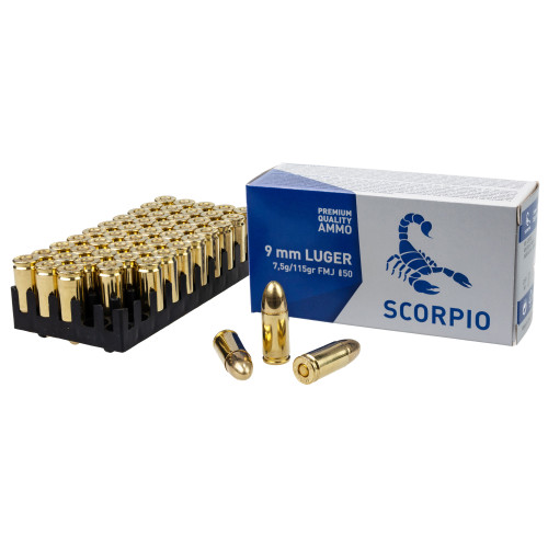 STV Scorpio Ammo, 9mm, 115gr, Full Metal Jacket, 50rd Box - Ammo | The Gun Shop