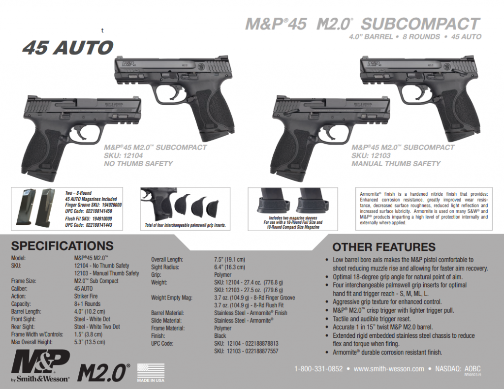 Smith & Wesson Releases New M&P M2.0 Subcompact Series – CrossBreed Blog