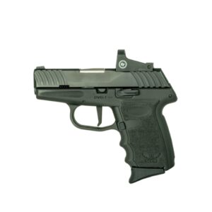 SCCY DVG-1 Striker Fired, Compact, 9mm, 3.1" Barrrel, Flat Trigger, 5.5lb Trigger Pull, Black Slide with Nitride Finish, Black Polymer Frame, 10Rd, CTS-1500 3.5 MOA Red Dot Sight