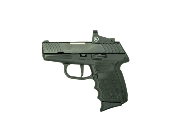 SCCY DVG-1 Striker Fired, Compact, 9mm, 3.1" Barrrel, Flat Trigger, 5.5lb Trigger Pull, Black Slide with Nitride Finish, Black Polymer Frame, 10Rd, CTS-1500 3.5 MOA Red Dot Sight