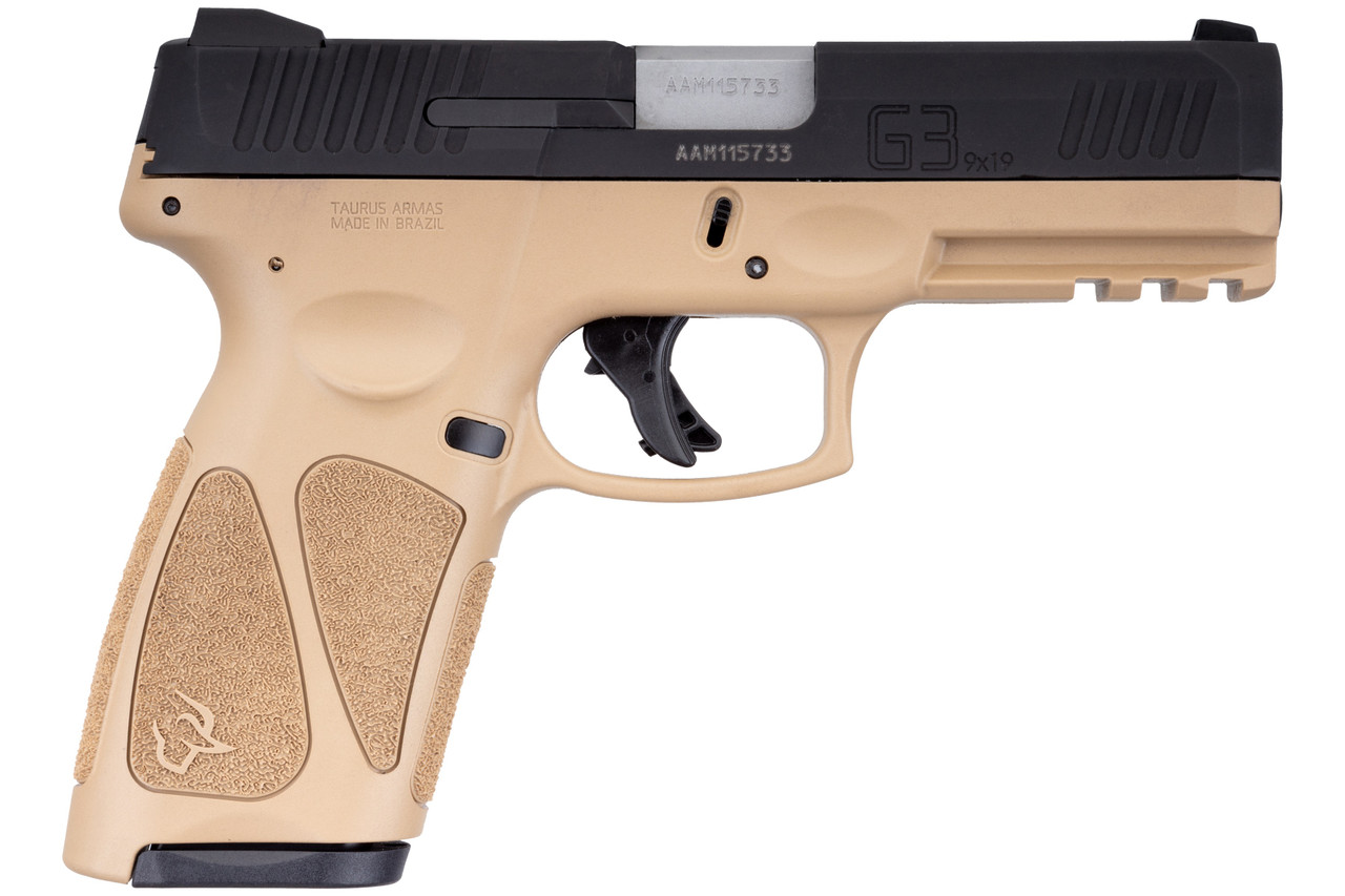 Taurus G3 Full-Size 9mm, 4" Barrel, Fixed Sights, Manual Safety, Tan, 15rd - Concealed Carry Guns | The Gun Shop