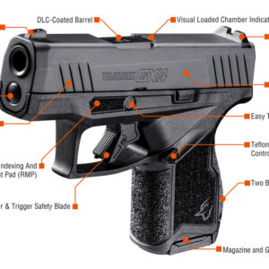 Taurus GX4 9mm, 3.06" Barrel, Fixed Front/Adj. Rear, Black, 2x 11rd