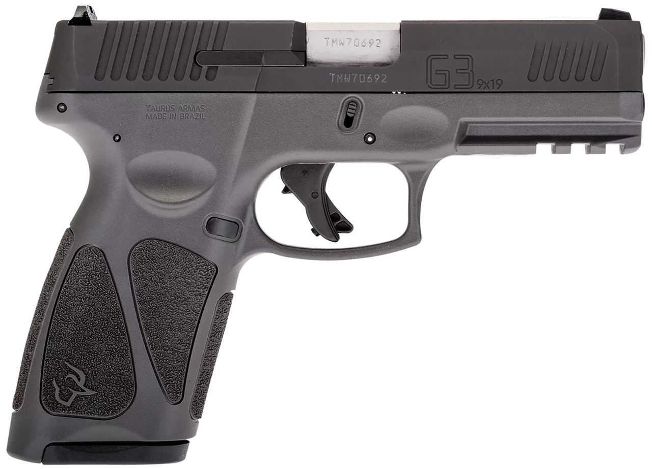 Taurus G3 9mm, 4" Barrel, Manual Thumb Safety, Fixed Sights, Black/Gray, 2x15rd Magazines - Concealed Carry Guns | The Gun Shop