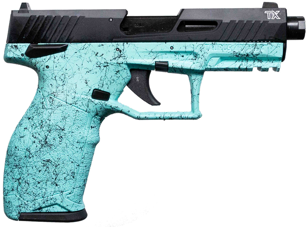 Taurus TX22 Gen 2 22 LR, 4.1" Threaded Barrel, Cyan Splatter, 10rd - Taurus | The Gun Shop