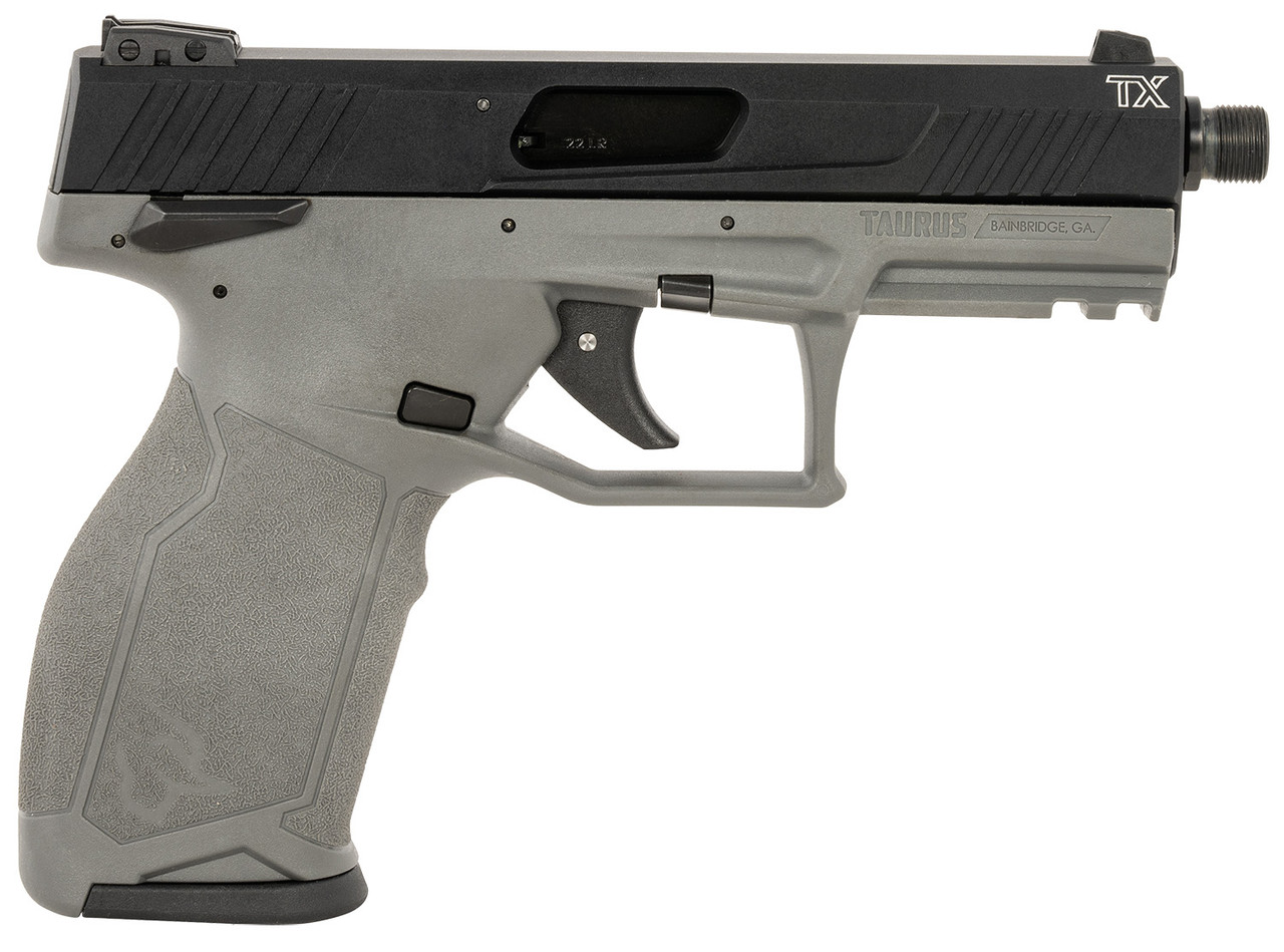 Taurus TX22 22 LR, 4" Threaded Barrel, Gray Frame, Black Slide, 10rd - Taurus | The Gun Shop