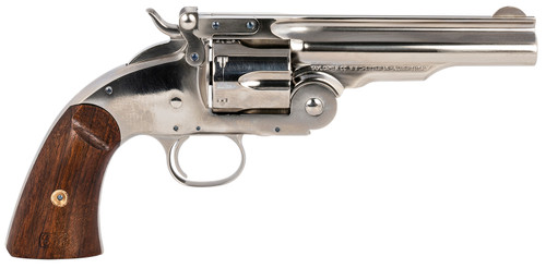 Taylors & Company Schofield Top Break 45 Colt, 5" Barrel, Nickel Frame, Walnut Grip, 6rd - Firearm | The Gun Shop