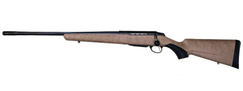 Tikka T3x Lite Roughtech Left Handed 7mm Remington Magnum, 24.3" Threaded Barrel, Desert Tan w/ Black Webbing Camo, 3rd - Firearm | The Gun Shop