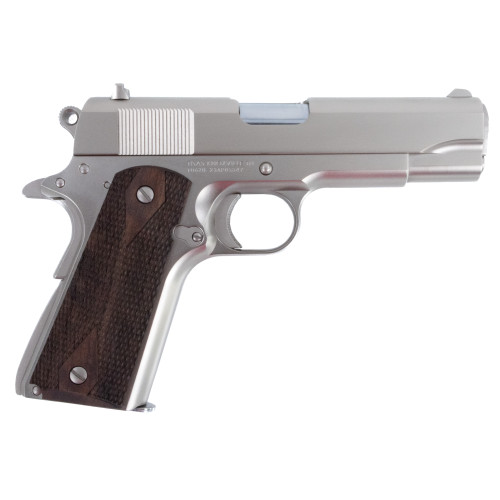 Tisas 1911 Tank Commander 9mm, 4.25" Barrel, Nickel, Turkish Walnut Grip, 9rd - 1911 Guns | The Gun Shop