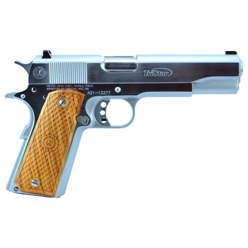 Tristar Government 1911 38 Super, 5" Barrel, Silver, Wood Grip, 8rd - 1911 Guns | The Gun Shop