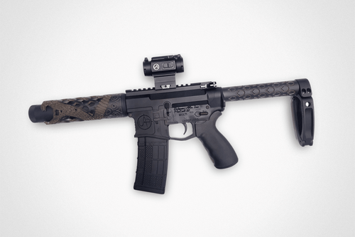 Unique-ARs Timber Rattler Pistol 5.56 NATO, 7.5" Barrel, Chocolate Brown Edges/Black, Tailhook Mod 1, 30rd - AR-15 Pistols | The Gun Shop