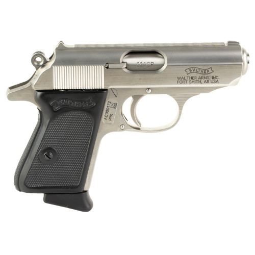 Walther PPK 32 ACP, 3.3" Barrel, Stainless Steel, Black Grip, 6rd - Concealed Carry Guns | The Gun Shop