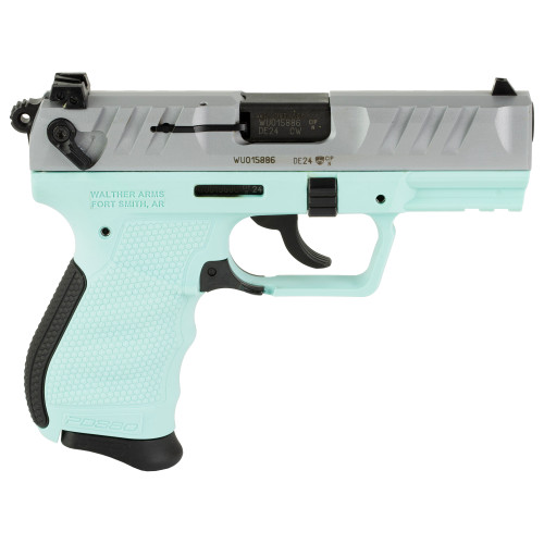 Walther PDP 380 ACP, 3.7" Barrel, Angel Blue Frame, Nickel Slide, Manual Safety, 9rd - Concealed Carry Guns | The Gun Shop